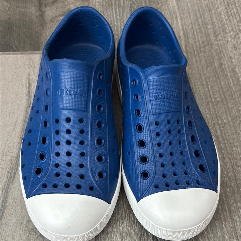 Kids size 12 Native Royal Blue Perforated Slip-Ons